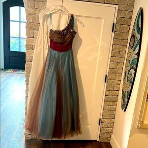 Elegant Multicolor One-Shoulder Gown